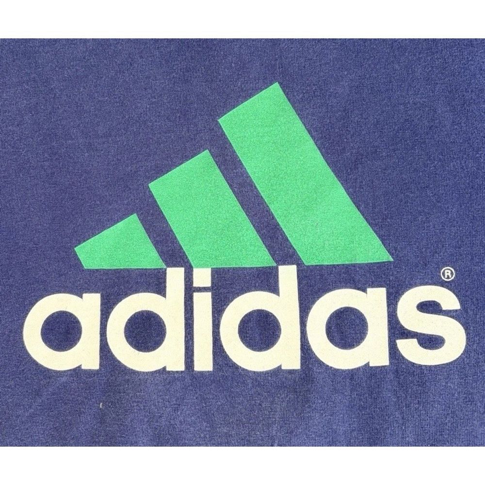 Vintage Adidas Mens Large Blue Logo Graphic T Shirt Short Sleeve Athletic Casual